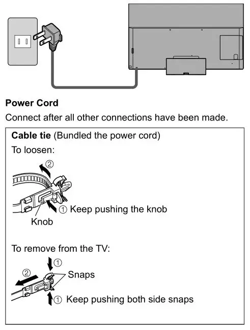Panasonic 55″ 65″ Class 4K Ultra HD TV - Power cord connection