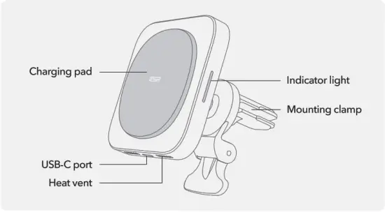 ESR 2C502 HalLock Magnetic Wireless Car Charger - fig1