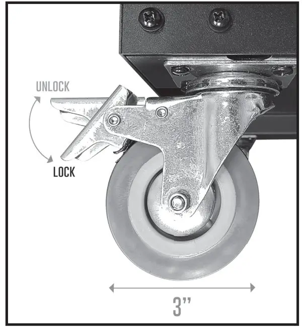 AXCESSABLES RK16U 19 Inch Cabinet AV Rock Stand - unlock, lock