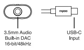 rapoo UCA-1002 USB C to 3 5mm Audio Adapter