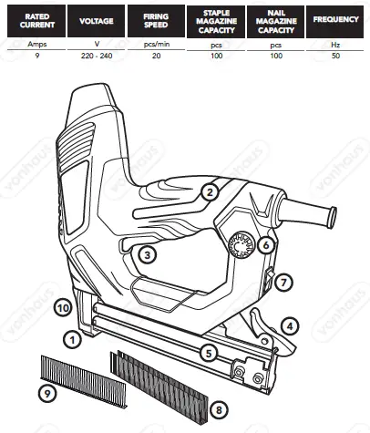 VonHaus 3515389-9AMP-Electric-Tacker fig 1