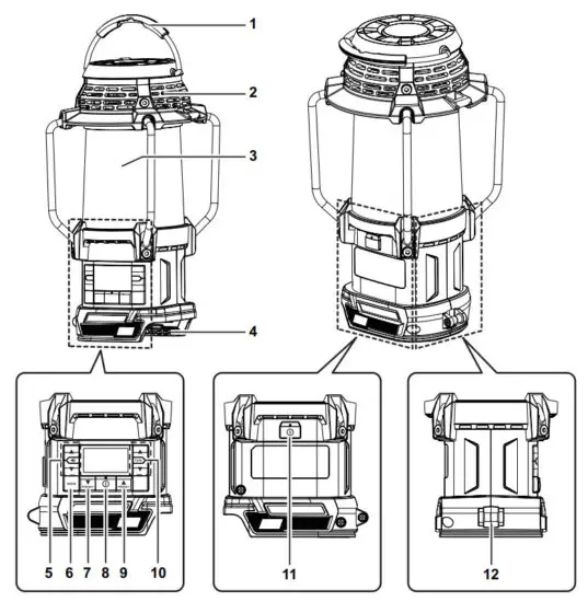 makita DMR055 Cordless Radio with Lantern - Figure