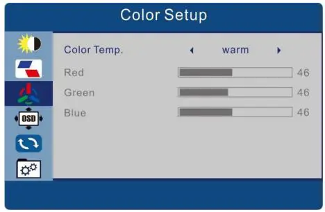electriQ Slim LED Monitor User Manual - COLOUR SETUP