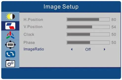 electriQ Slim LED Monitor User Manual - IMAGE SETUP