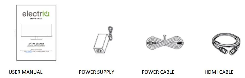 electriQ Slim LED Monitor User Manual - WHATS INCLUDED