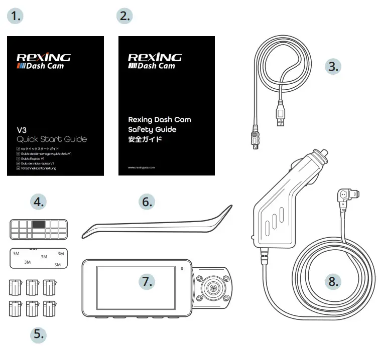 REXING V3 Dual Camera Front and Inside Cabin - Figure 1