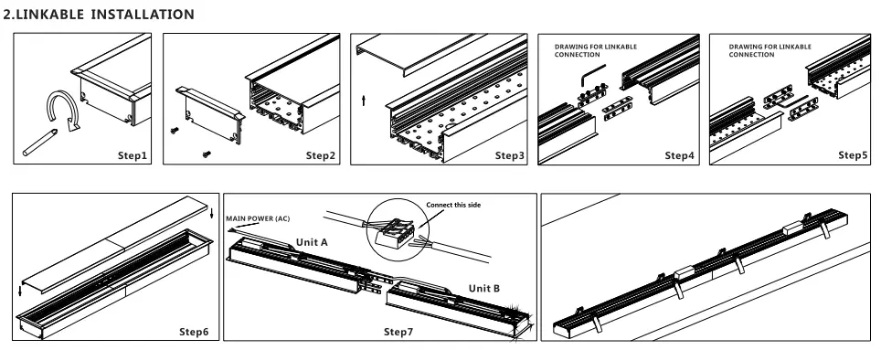 V-TAC Recessed Linear Lights -installation diagram 1