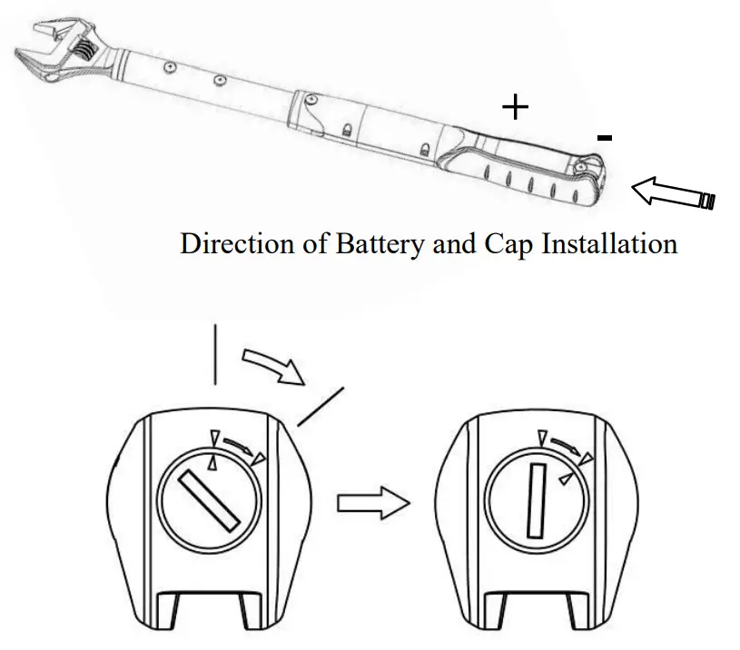 CHECKLINE DWA Series Digital Adjustable Spanner - Direction of Battery