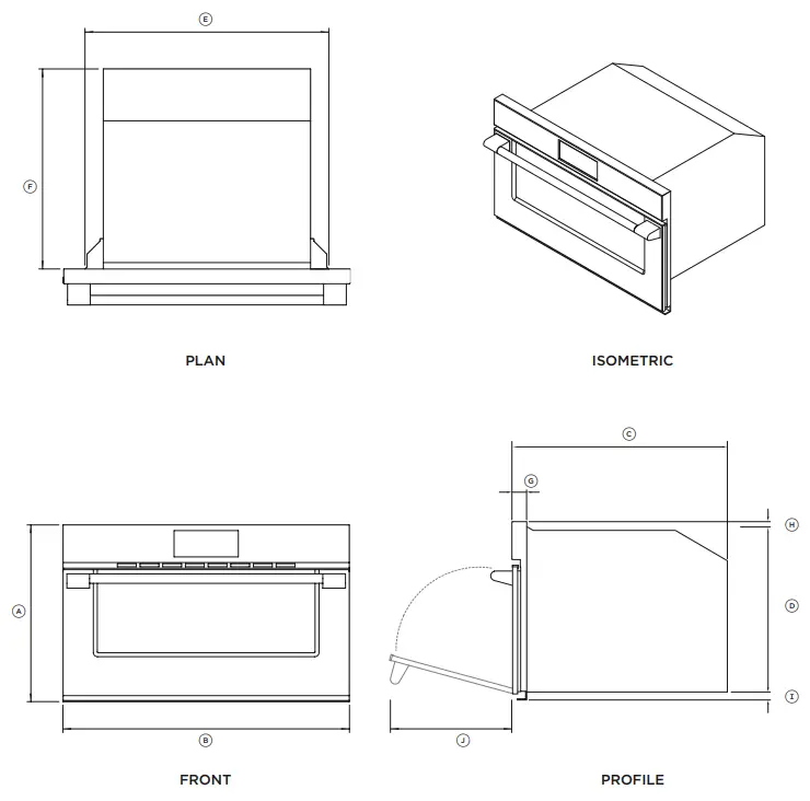 FISHER PAYKEL OS30NPX1 30 Inch Combination Steam Electric Wall Oven - PRODUCT DIMENSIONS