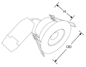 Aurora AU-R6CWS R6 4-8W Fire Rated Downlight Wattage and Colour Switchable - Line Drawing