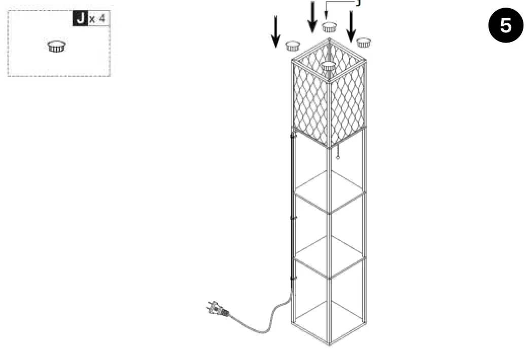 ARTISS SF-3017-B Shelves Floor Lamp Vintage Wood Standing - Assembly5