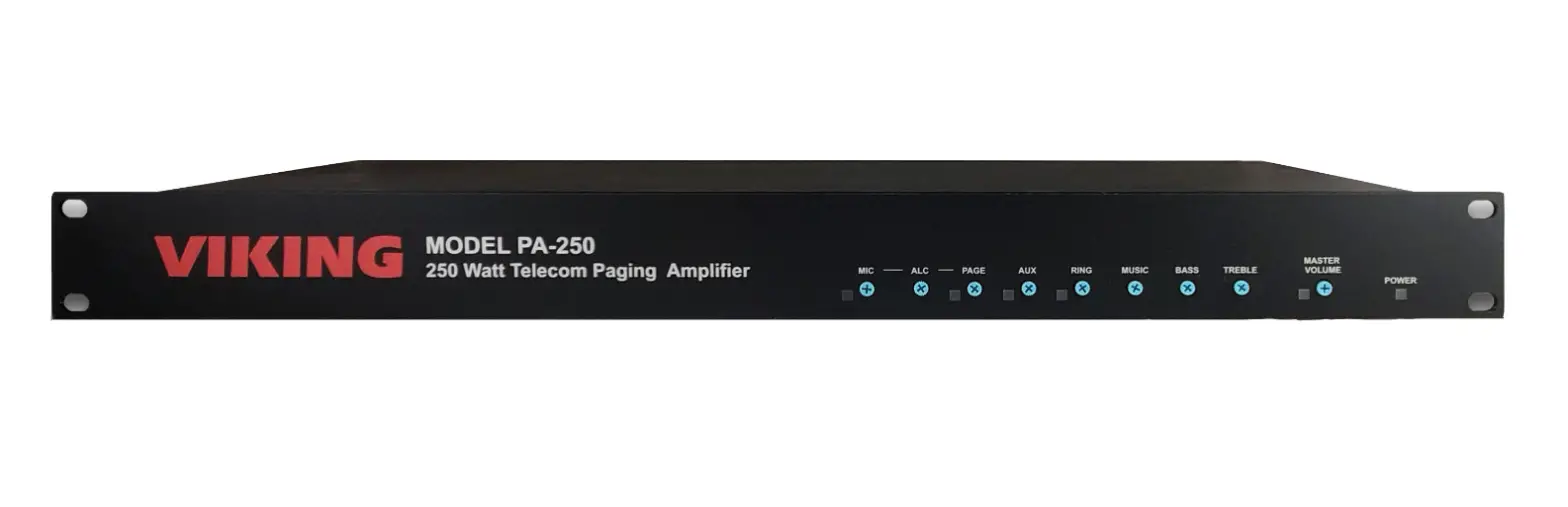 Viking Pa-250 250 Watt Or 70v Telecom Paging Amplifier User Guide