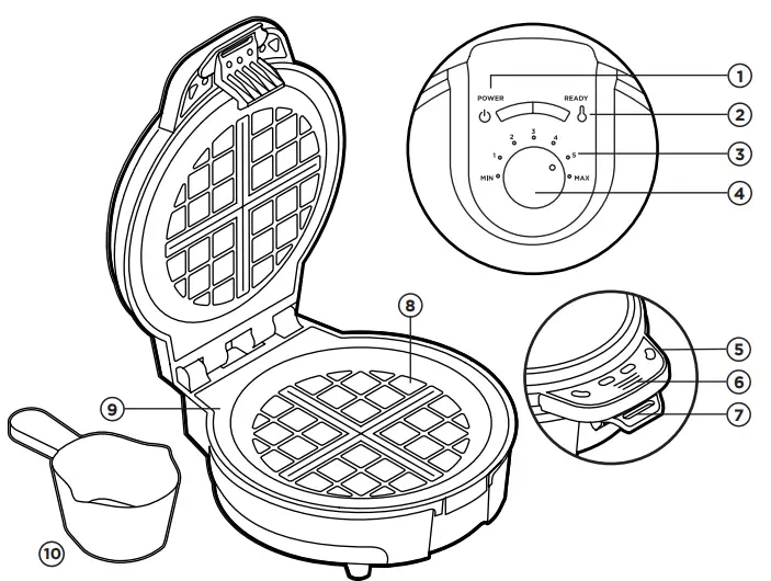 CHEFMAN RJ04-AO-4-V2 Series Anti-Overflow Waffle Maker - Fig 1