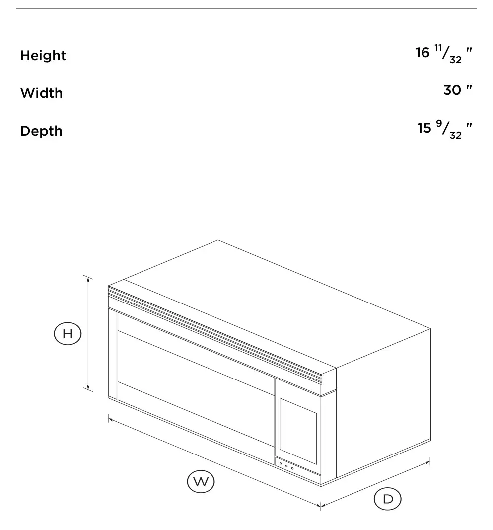 FISHER PAYKEL CMOH-30SS-2Y Over the Range Microwave Oven - DIMENSIONS