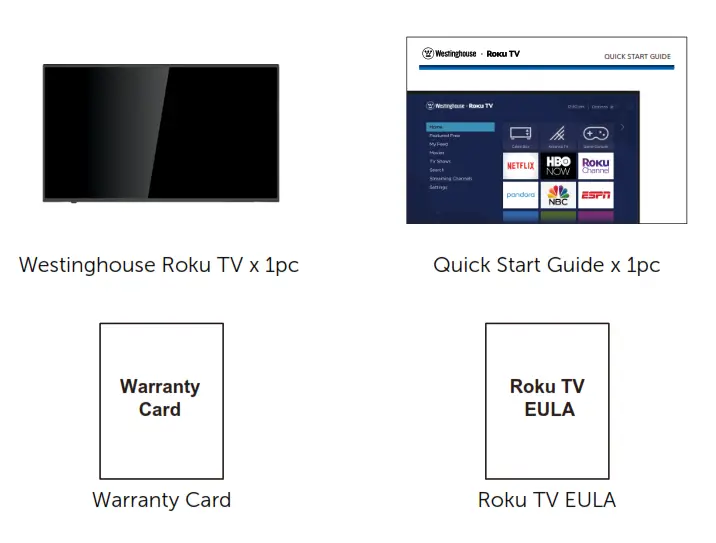 Westinghouse Roku TV - PACKAGE CONTENT