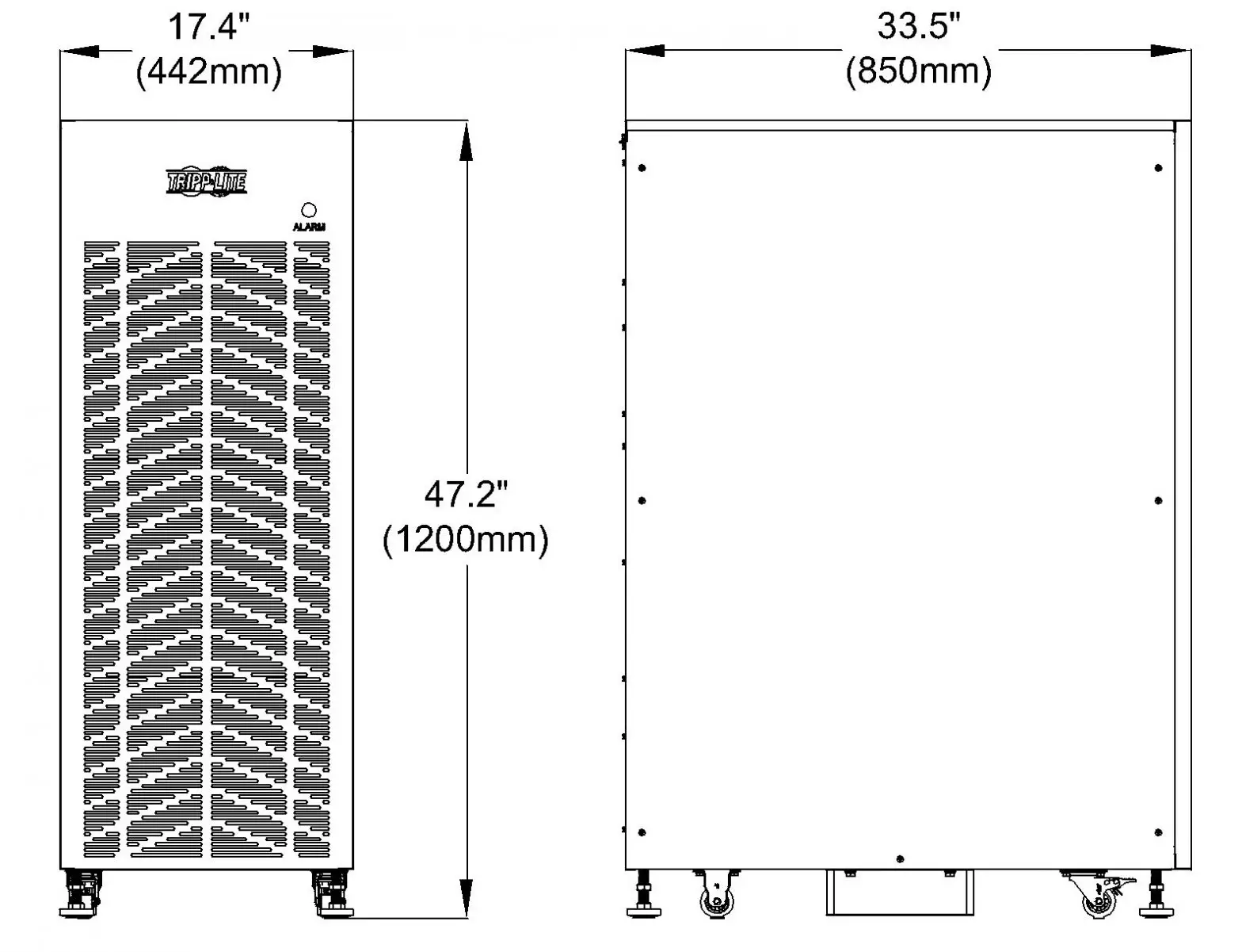TRIPP-LITE S3MT-Series 3-Phase Input Isolation Trans former - Mechanical Data