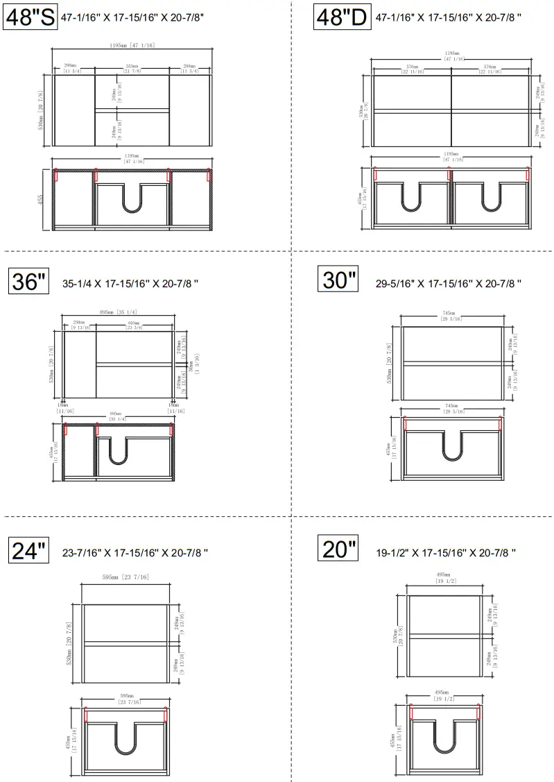 BLOSSOM V8016 Series VALENCIA Series Vanities - Dimension 1