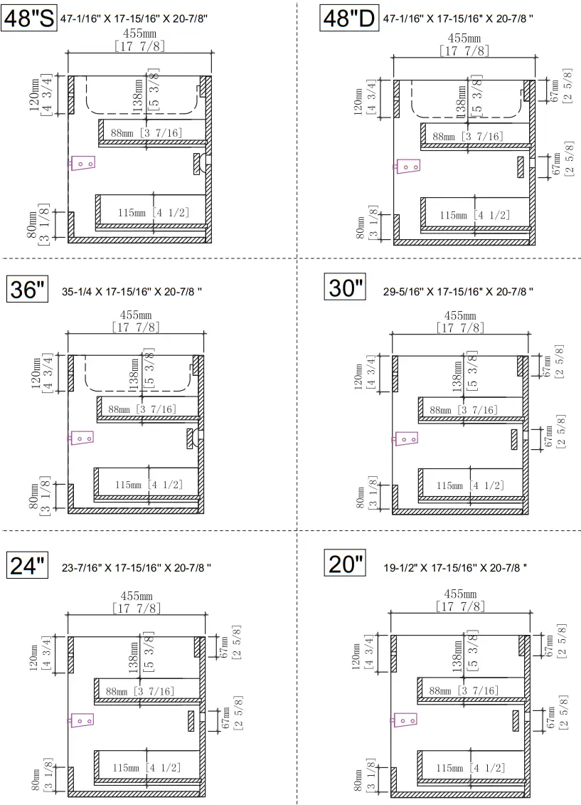 BLOSSOM V8016 Series VALENCIA Series Vanities - Dimension 2