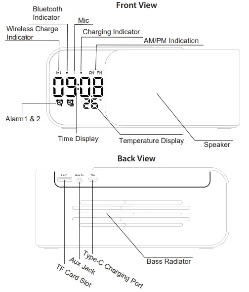 WEIYI EW C1000 Wireless Charging Clock Speaker - Overview