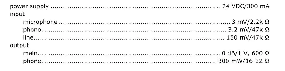 Velleman HQMX11005 2-Channel mixer - Technical Specifications