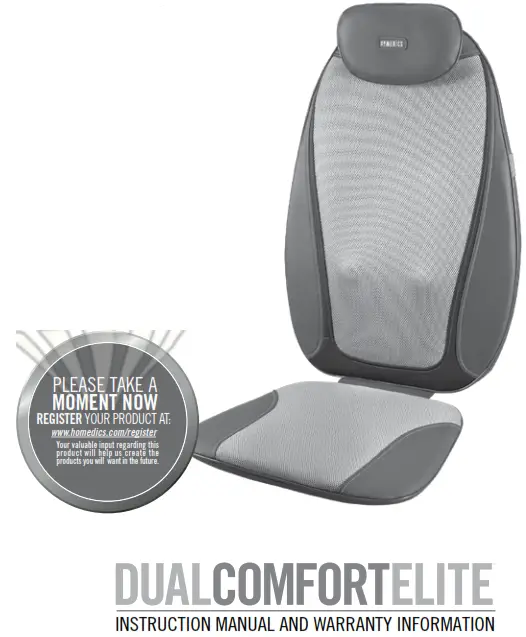 Homedics MCS-380H Dual Comfort Elite Instruction