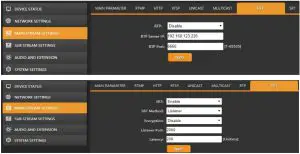 Main Stream Settings