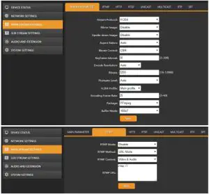 Main Stream Settings