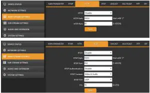 Main Stream Settings