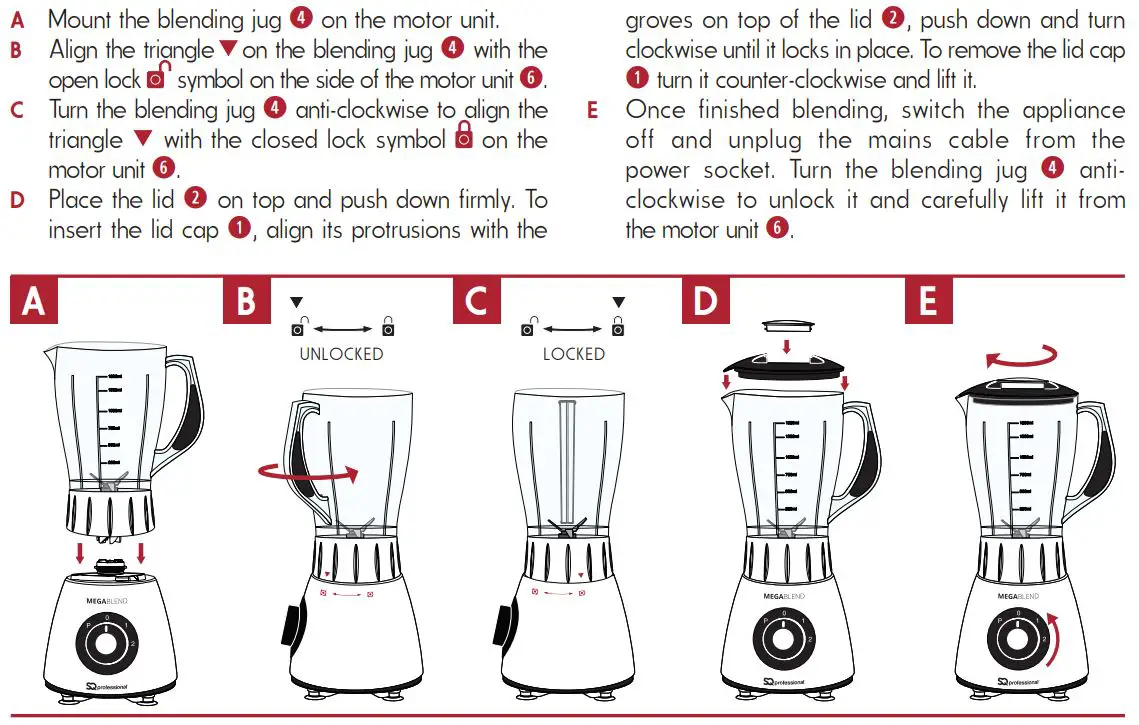 SQ professional 9366 Megablend Blender and Grinder Instruction Manual - ASSEMBLY OF THE BLENDER