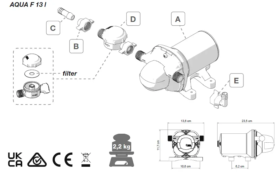 FIAMMA AQUA F 13 L Self-Priming Pump FIG 1