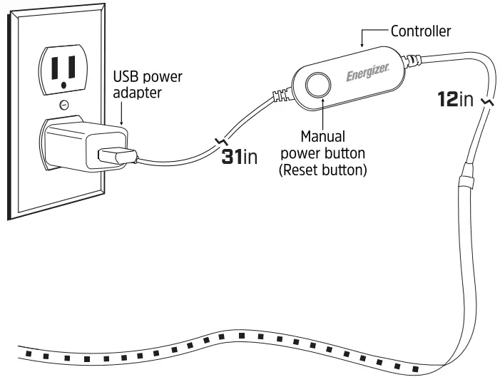 Energizer EIS2 2002 Smart WiFi LED Light Strip - power adapter