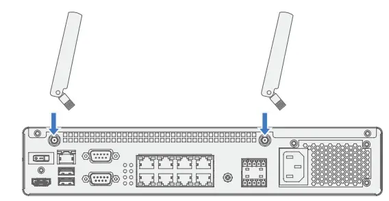 samsara SG1 Site Gateway Adds Robus Installation Guide - Screw on the LTE Antennas to the back of the Site Gateway
