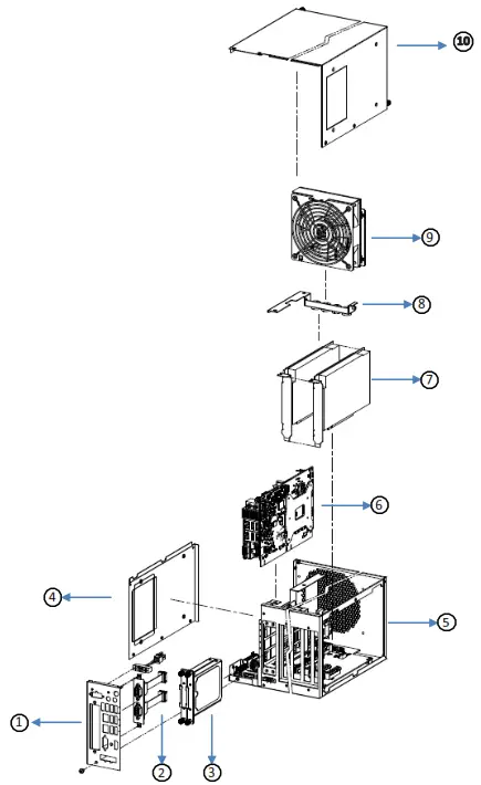 ADVANTECH Compact Industrial Computer Chassis rich front - Parts List