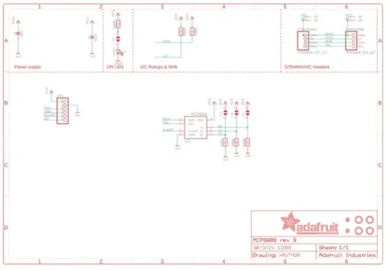 Adafruit MCP9808 Precision I2C Temperature Sensor - Schematic