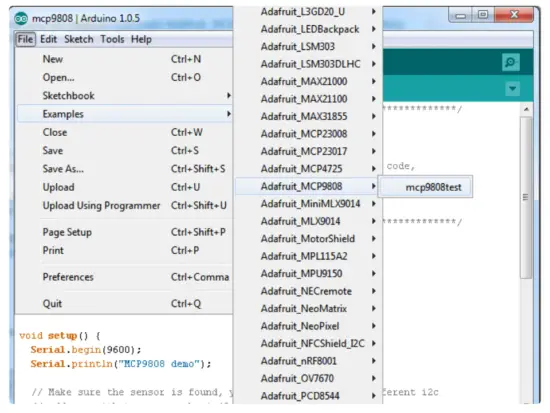 Adafruit MCP9808 Precision I2C Temperature Sensor - serial terminal