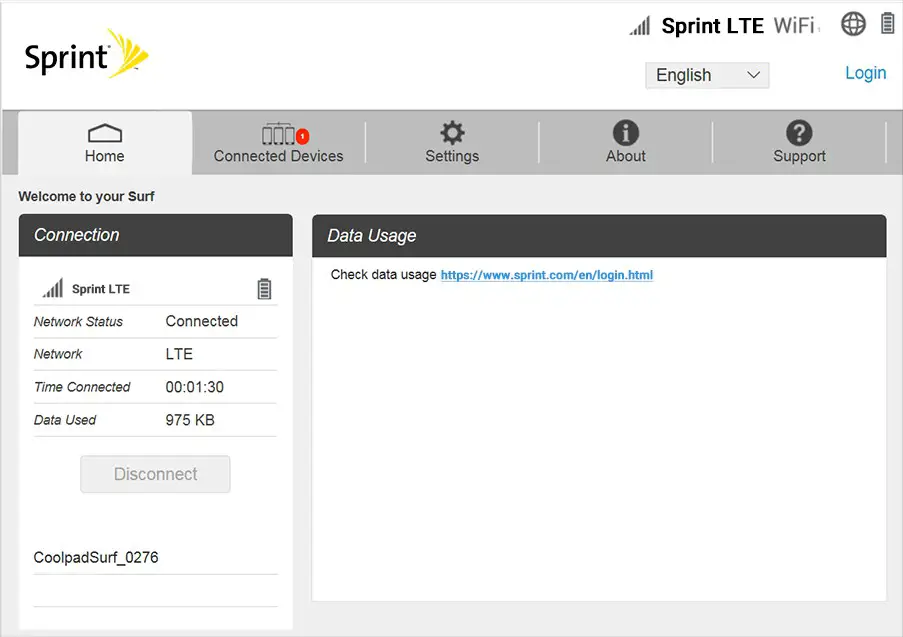 Sprint Coolpad Surf - Hotspot