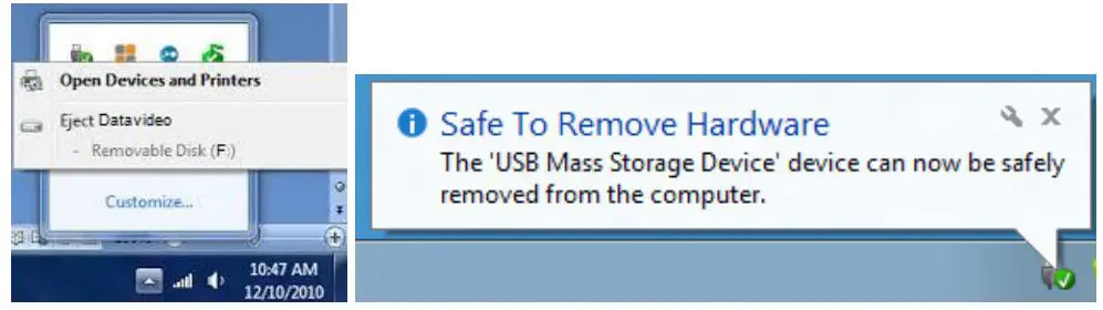 Datavideo DAC-91 SDI AUDIO EMBEDDER - Click on the “Safely Remove Hardware and Eject Media”
