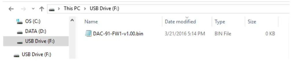 Datavideo DAC-91 SDI AUDIO EMBEDDER - Copy the MCU Firmware 1 file (DAC-91-FW1-V1.xxBIN)