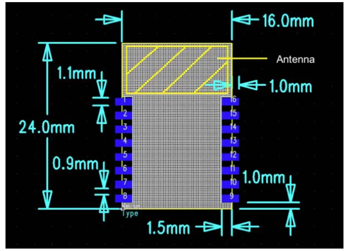 Meross MWA6S WiFi Module Spec - Recommended backplane pad package