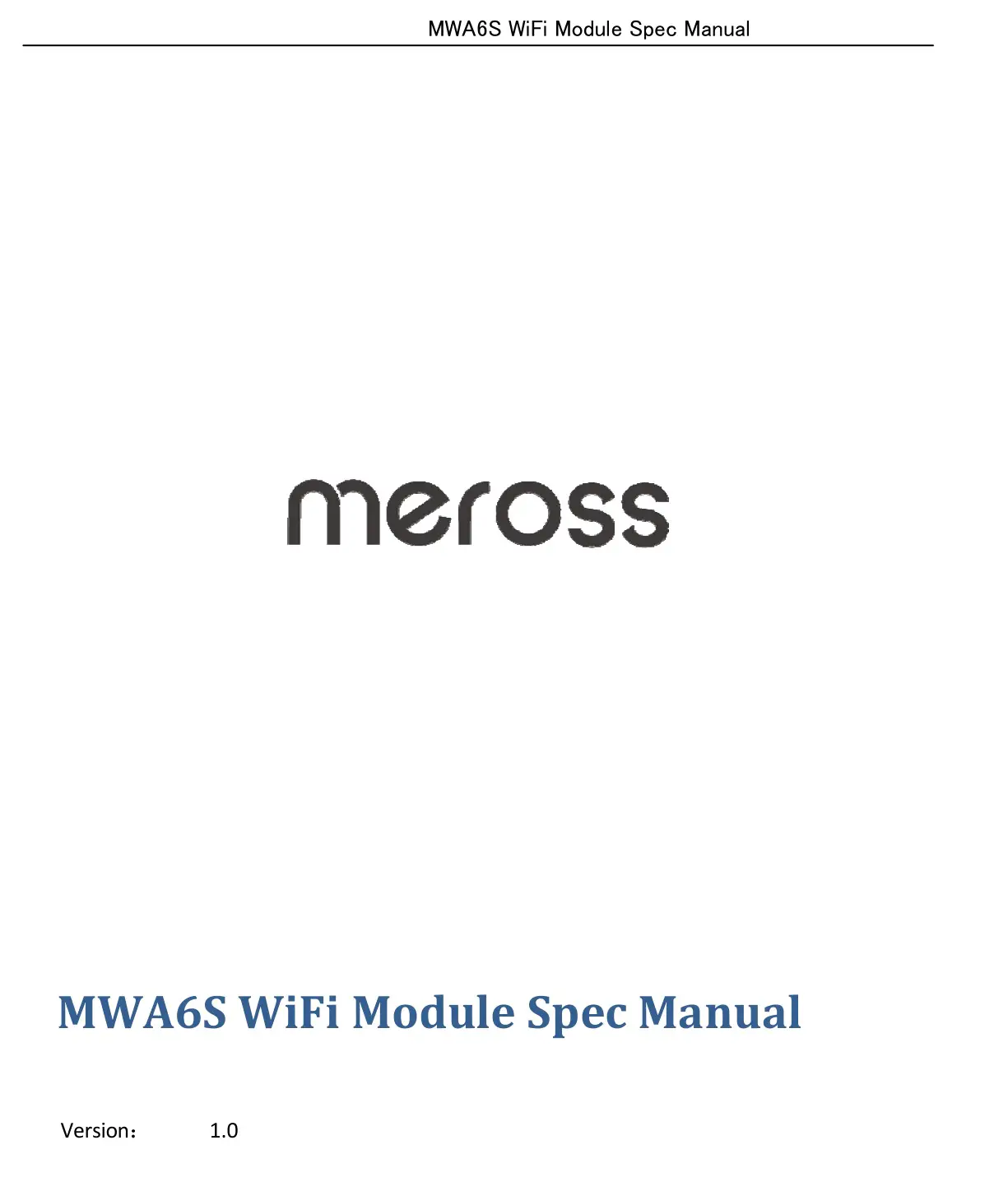 Meross MWA6S WiFi Module Spec User Manual