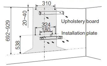 Midea 330411 T Canopy Rangehood with Smoke Detection - Upholstery board
