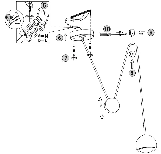 Paul Neuhaus 8392-55 Q-Adam RGBW LED Pendant Light - connection