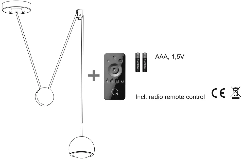 Paul Neuhaus 8392-55 Q-Adam RGBW LED Pendant Light - remote