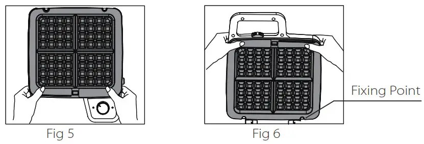 Elechomes HRW6102 4 Slice Belgian - INSTALL THE WAFFLE PLATE