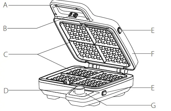 Elechomes HRW6102 4 Slice Belgian - Illustration