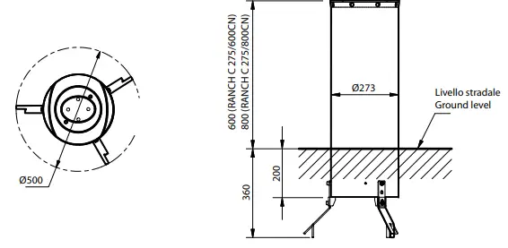 BFT RANCH C 275 600CN Fixed Traffic Bollard 3