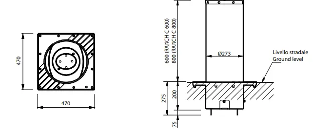 BFT RANCH C 275 600CN Fixed Traffic Bollard 6