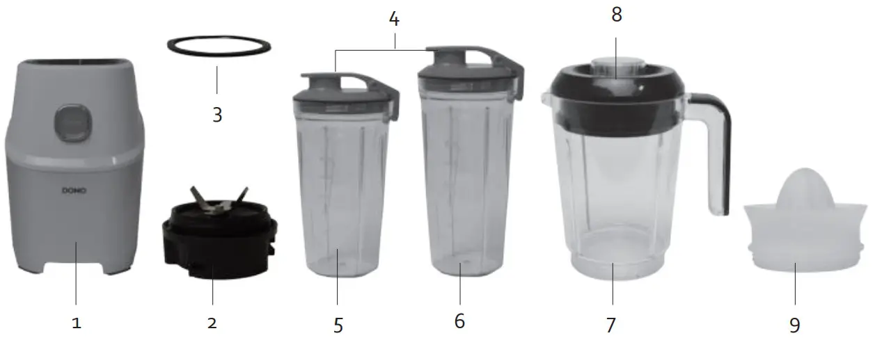 DOMO DO9184BL 3 en 1 X Power Ultimate Health Pack Nutri Blender - PARTS