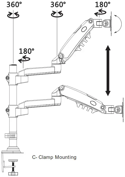 HUANUO Dual Gas Spring Monitor HNDS8 - Product Features