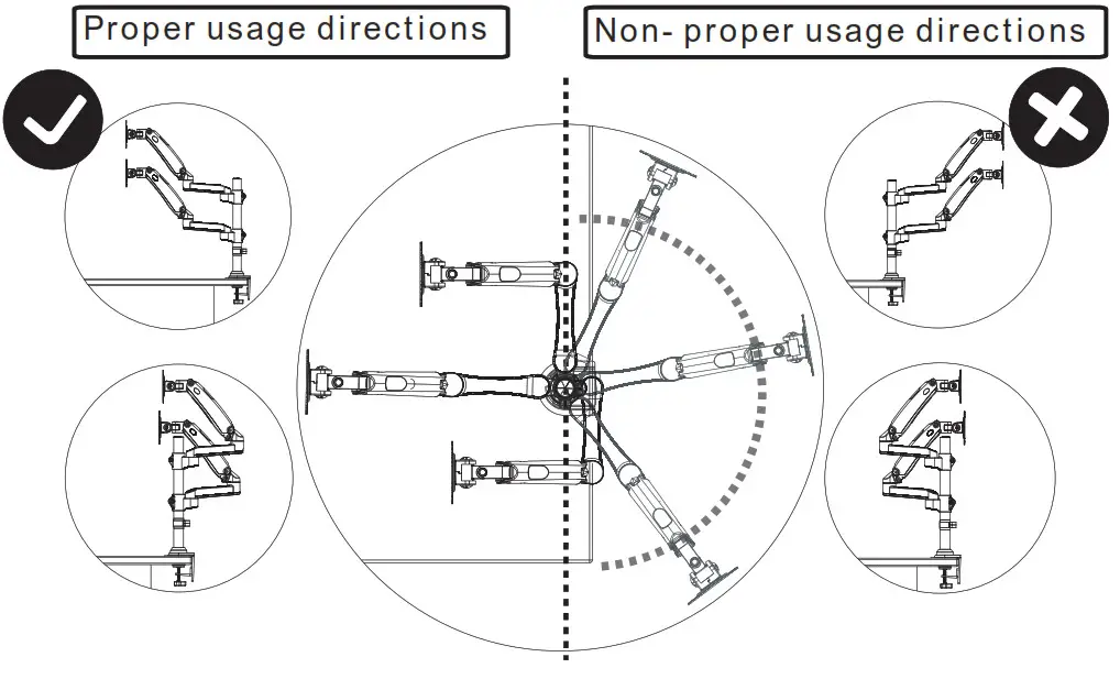 HUANUO Dual Gas Spring Monitor HNDS8 -Rotation Restriction
